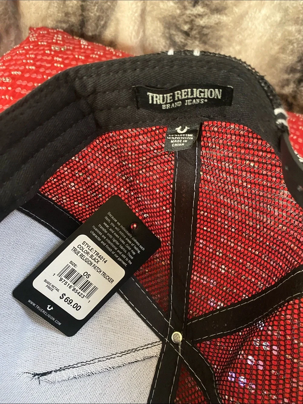 True Religion Black Embroidered Patch Logo Adjustable Hat NWT